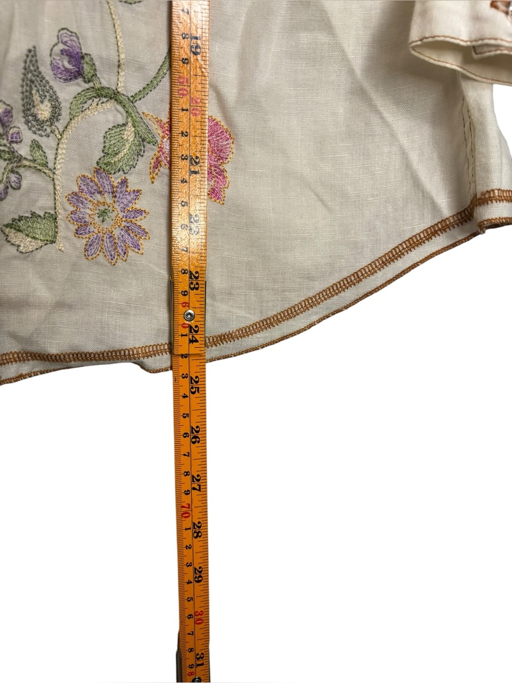 VTG Tweeds Linen Embroidered Floral Button Front Blouse Boho Cottagecore Large - Picture 9 of 10